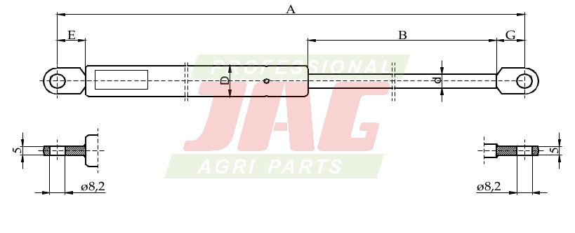 JAG99-1021 Siłownik gazowy JAG, RENAULT 7700002849