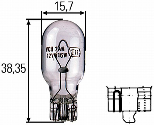 Żarówka 12V16W-W16W-W2.1X9.5D HELLA