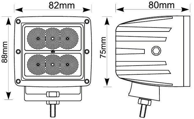 JAG96-0024 Lampa robocza LED 18W 10-30V 6XLED JAG