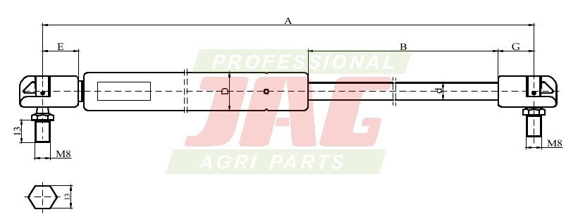 JAG99-1038 Siłownik gazowy JAG
