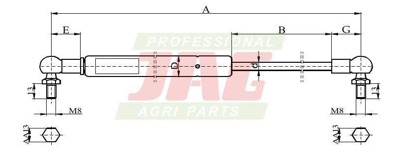 JAG99-1086 Siłownik gazowy JAG, CASE IH 1332420C1