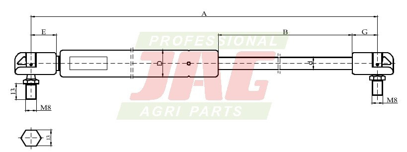 JAG99-1052 Siłownik gazowy JAG, DAVID BROWN K303743 CNH 1-99-976-071