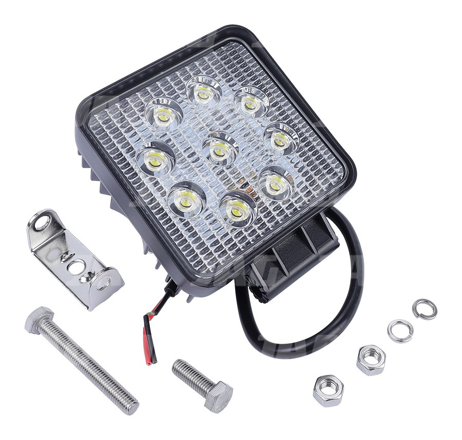 JAG96-0026 Lampa robocza LED ,27W, 10-30V, 9 EPISTAR LEDx3W, FLOOD, Kwadratowa JAG