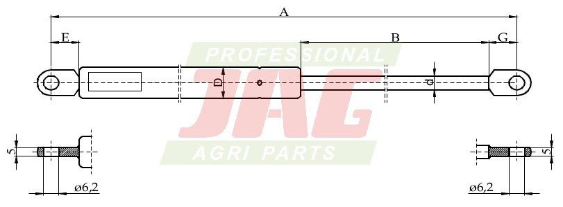 JAG99-1110 Siłownik gazowy JAG, FIAT 5153206 DAVID BROWN K303870
