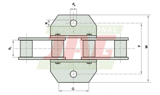 38.4VB/2K1/J3A Łańcuch podajnika pochyłego ROLLON-SOLID