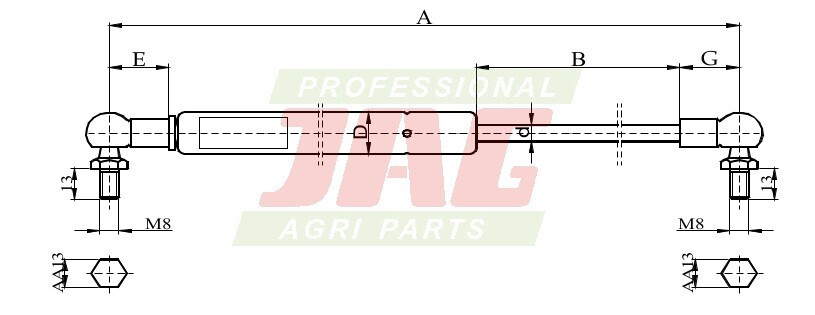 JAG99-1076 Siłownik gazowy JAG, DEUTZ FAHR 04414159