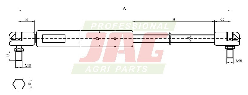 JAG99-1088 Siłownik gazowy JAG, MASSEY FERGUSON 3385316M91 3301487M91