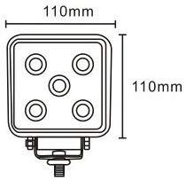JAG96-0033 Lampa robocza LED, 15W, 10-30V, 5 EPISTAR LEDx3W, SPOT, Kwadratowa JAG
