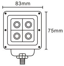 JAG96-0021 Lampa robocza LED, 16W, 10-30V, 4 CREE LEDx4W, SPOT, Kwadratowa