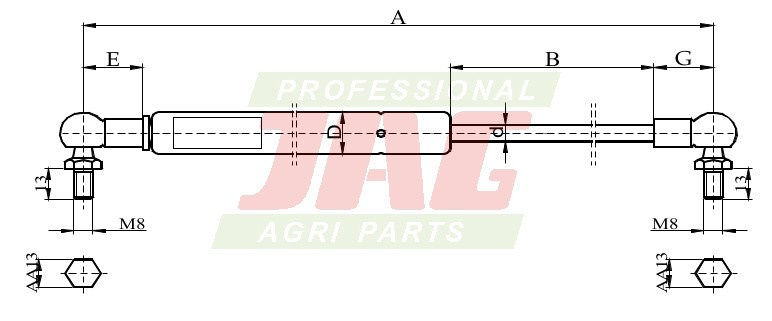 JAG99-1115 Siłownik gazowy JAG, JOHN DEERE AL78987 AL174356