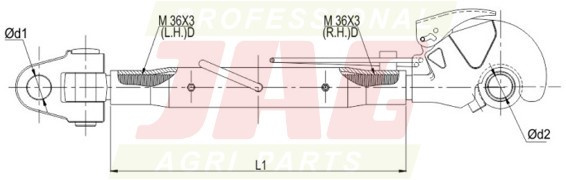 JAG98-0031 Łącznik górny z hakiem i głowicą widełkową, kat. 2-3, M36X3