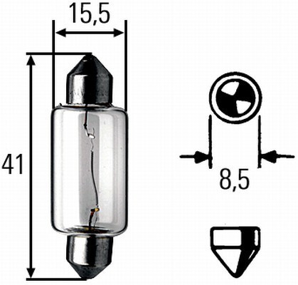 Żarówka 12V 15W-SV8.5-8 HELLA, HELLA 061309