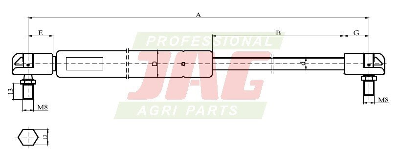 JAG99-1119 Siłownik gazowy JAG, STEYR 199976015 1-99-976-015