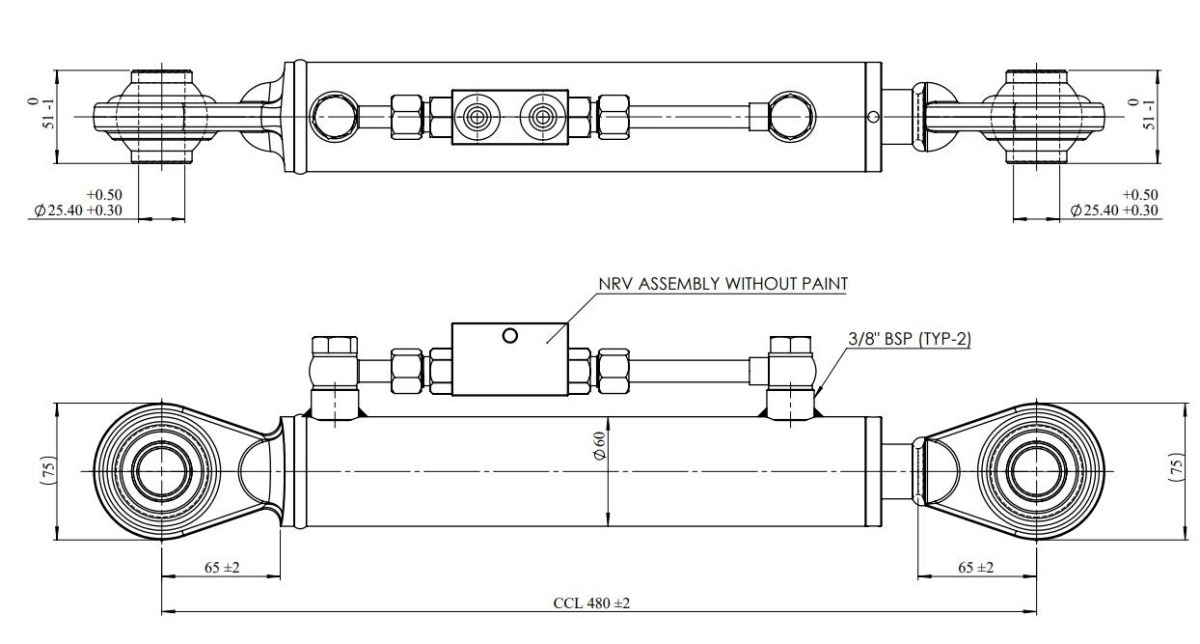 JAG98-1630 Łącznik górny hydrauliczny kat.2-2, 480-690mm