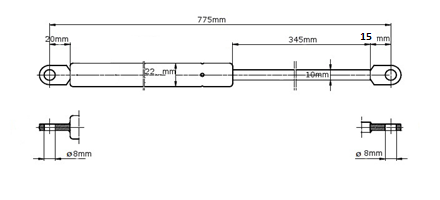 JAG99-1191 Siłownik gazowy JAG, CLAAS 0005061202 0005061200
