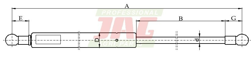 JAG99-1030 Siłownik gazowy JAG, DEUTZ FAHR 04357777 4357777