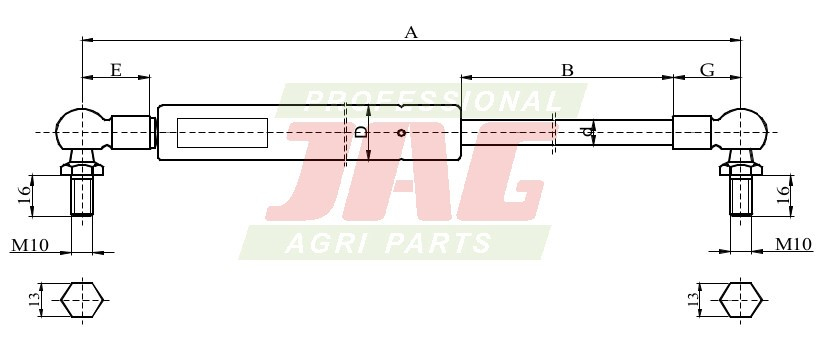 JAG99-1042 Siłownik gazowy JAG