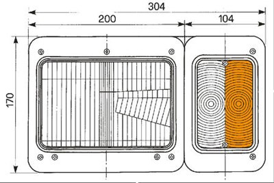 05.307.000.01 Reflektor kompletny lewy COBO