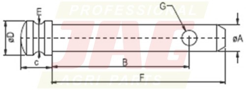 JAG98-0151 Sworzeń łącznika górnego, kat.2, DŁ. 160mm