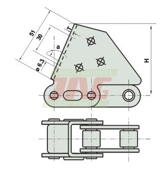 JAG04-0182/GM Łańcuch przystawki Geringhoff, Claas CA2801/TM90E/J5A ROLLON-SOLID