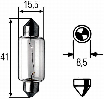 Żarówka 12V 15W-SV8.5-8 HELLA, HELLA 061309