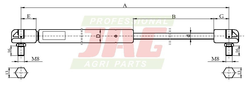 JAG99-1102 Siłownik gazowy JAG, SAME 92331664 92411404