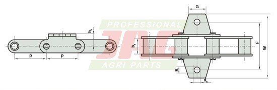 38.4V/2K1/J3A-10.5 Łańcuch podajnika słomy ROLLON-SOLID