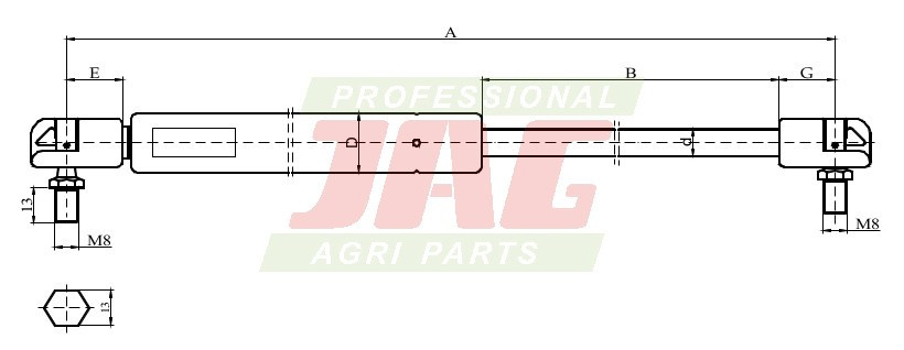 JAG99-1038 Siłownik gazowy JAG