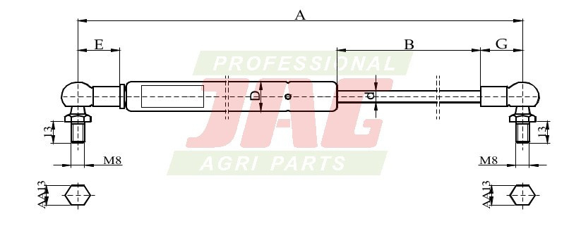 JAG99-1009 Siłownik gazowy JAG