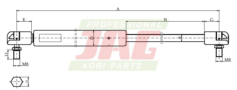JAG99-1119 Siłownik gazowy JAG, STEYR 199976015 1-99-976-015