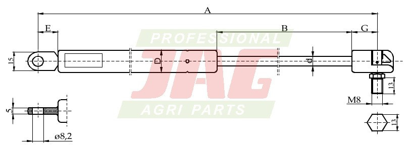 JAG99-1066 Siłownik gazowy JAG, SAME 92343734 0.9234.373.4