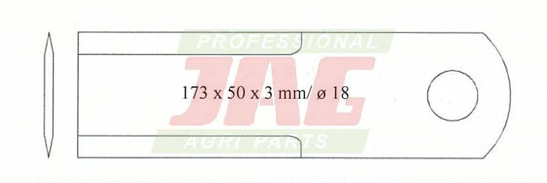 JAG01-0032 Nóż sieczkarni ruchomy grubość 3mm RADURA, CLAAS 060017 065641