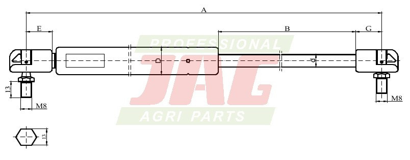 JAG99-1109 Siłownik gazowy JAG, DAVID BROWN K302896 JAG JAG99-1109