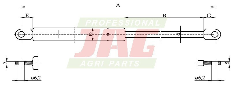 JAG99-1110 Siłownik gazowy JAG, FIAT 5153206 DAVID BROWN K303870