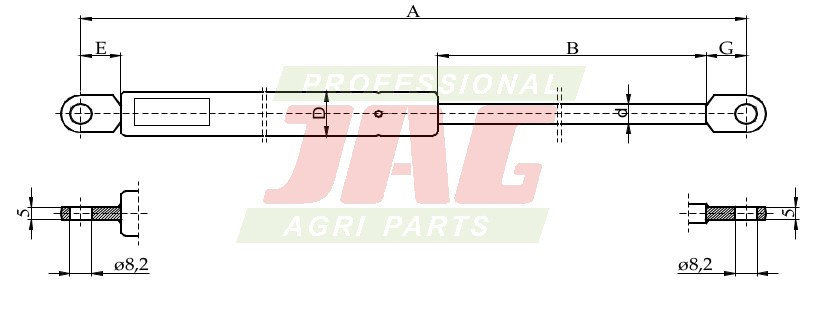 JAG99-1017 Siłownik gazowy JAG, FIAT 5129427