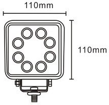 JAG96-0030 Lampa robocza LED, 24W, 10-30V, 8 EPISTAR LEDx3W, FLOOD, Kwadratowa JAG