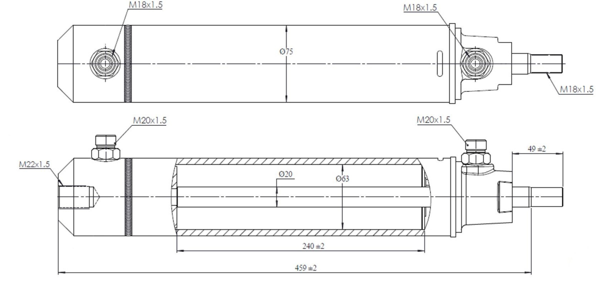 JAG08-0269 Cylinder hydrauliczny wspomagania, CLAAS 0006561030 0006025900