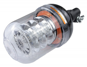 JAG96-0082 Lampa Błyskowa LED, 54W, 9-30V, R10, R65, 18LEDx3W, Uchwyt na elastyczny trzpień, Klosz bezbarwny-kolor pomarańczowy