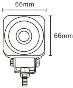 JAG96-0019 Lampa robocza LED, 10W, 10-30V, 1 CREE LEDx10W, SPOT, Kwadratowa JAG