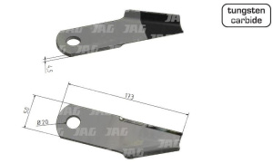 JAG41-0177 Ostrze rozdrabniacza, prawe MWS Germany, CNH 87384918