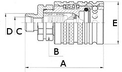 JAG95-0020 Szybkozłącze hydrauliczne grzybkowe-gniazdo z gwintem zewnętrznym, DN12,5, M22X1,5, ISO7241-A