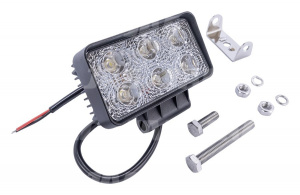 JAG96-0015 Lampa robocza LED, 18W, 10-30V, 6 EPISTAR LEDx3W, FLOOD, Prostokątna JAG