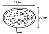 JAG96-0035 Lampa robocza LED, 24W, 10-30V, 8 EPISTAR LEDx3W, FLOOD, Owalna