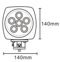 JAG96-0002 Lampa robocza LED, 60W, 10-30V, 6 CREE LEDx10W, SPOT, Kwadratowa JAG