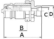 JAG95-0070 Szybkozłącze hydrauliczne grzybkowe-wtyczka z gwintem zewnętrznym, DN12,5, M22X1,5, 15L, ISO7241-A