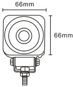 JAG96-0019 Lampa robocza LED, 10W, 10-30V, 1 CREE LEDx10W, SPOT, Kwadratowa JAG