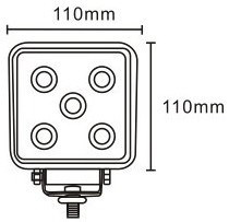 JAG96-0033 Lampa robocza LED, 15W, 10-30V, 5 EPISTAR LEDx3W, SPOT, Kwadratowa JAG