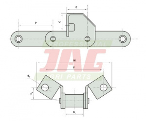 CA550V/F14/J2A Łańcuch elewatorowy wzmacniany ROLLON-SOLID