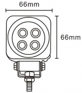 JAG96-0016 Lampa robocza LED, 12W, 10-30V, 4 EPISTAR LEDx3W, FLOOD, Kwadratowa