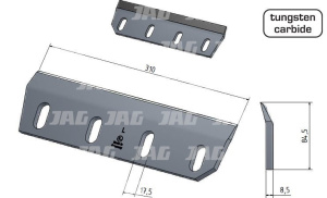 30-0310-43-01-2 Nóż sieczkarni do trawy, lewy MWS Germany